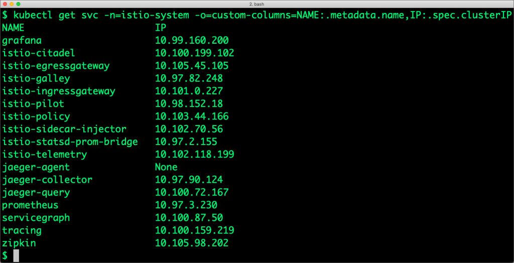 kubectl get svc
